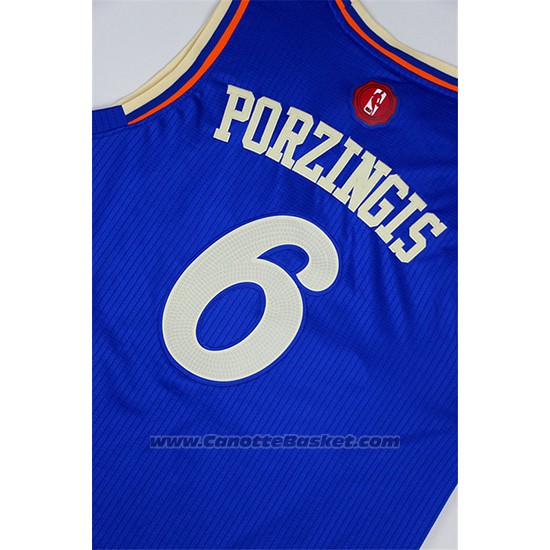 Maglia Natale 2015 New York Kristaps Porzingis #6 Blu